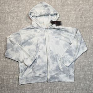 NWT Gray and White Tie Dye Levi's Zip-Up Hoodie